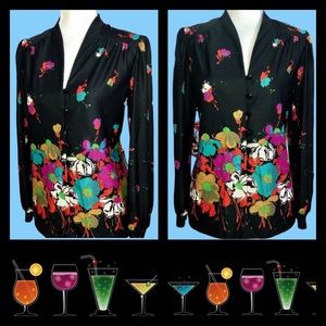 HOST PICK! Marty Gutmacher Vintage Black Floral Blouse